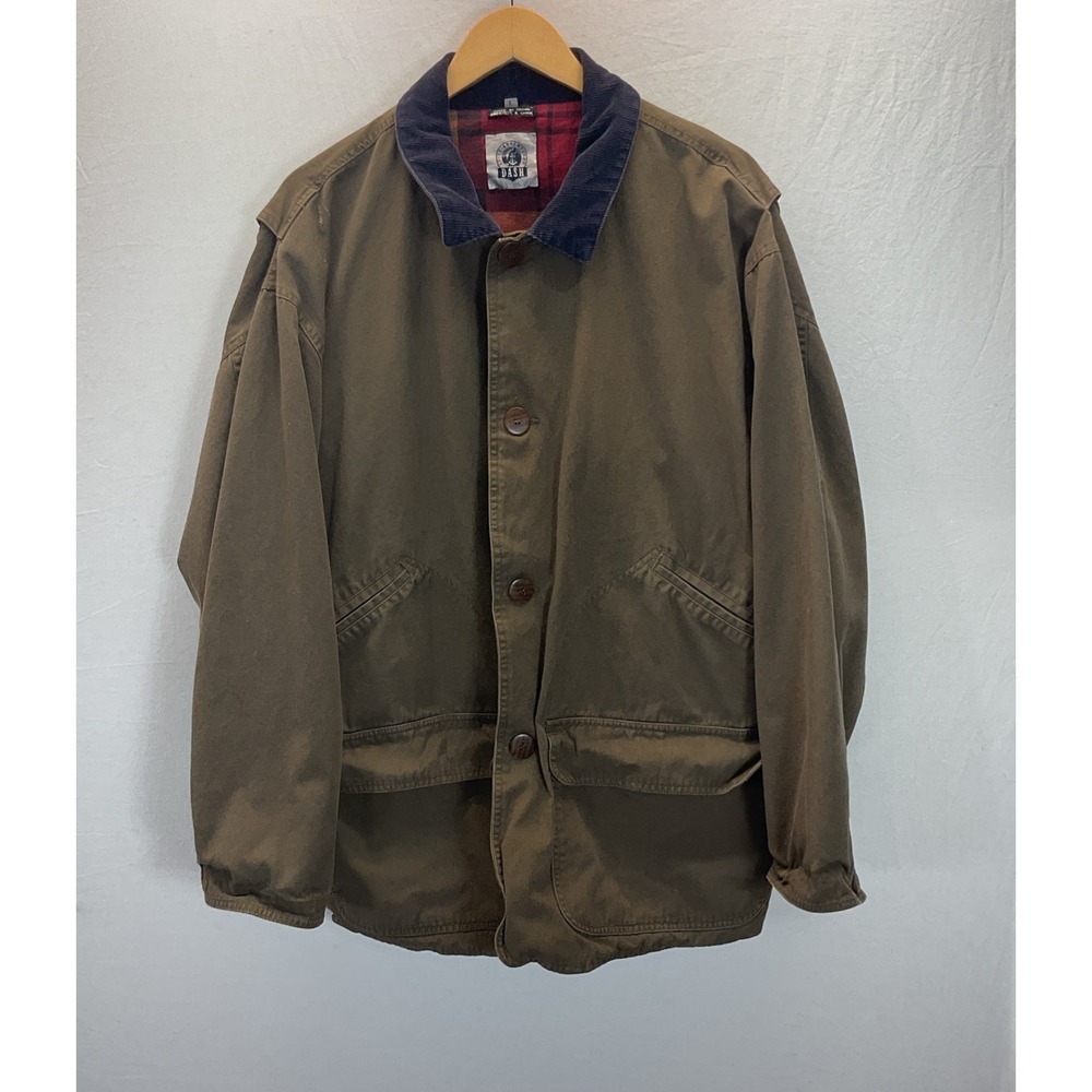 VTG Lifes Adventures Dash‎ Men's Green LG Plaid Flannel Lined Barn Chore Coat